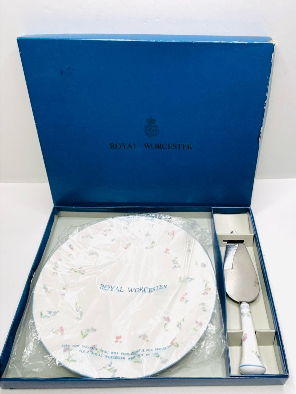 Royal Worcester White Floral Wedding Cake Plate and Server Set
